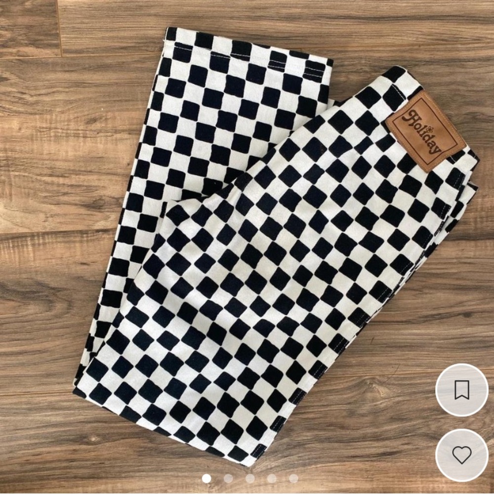Emma mulhulland on holiday Kokomo black &white Checkered pants sz XS